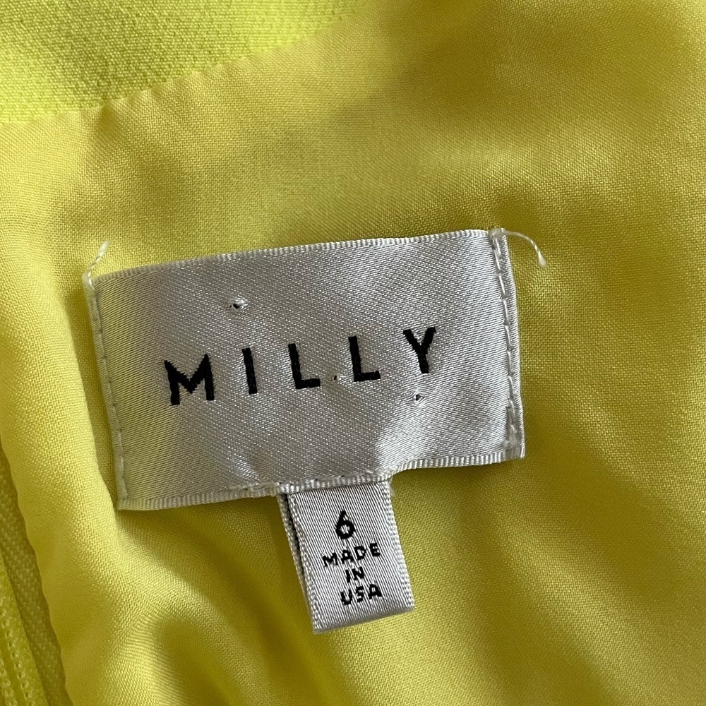 MILLY | Ruffled Hem Geneva Mini Dress in Neon Yellow | Size 6 - Picture 6 of 12